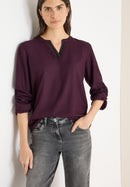 Solid Deco Blouse - Eggplant Red