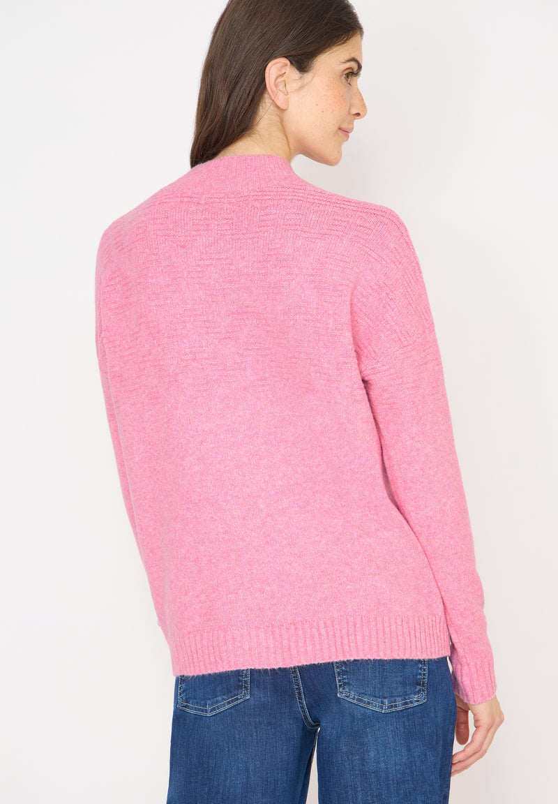 Cosy Jacquard Turtle Pullover - Dark Blossom Melange