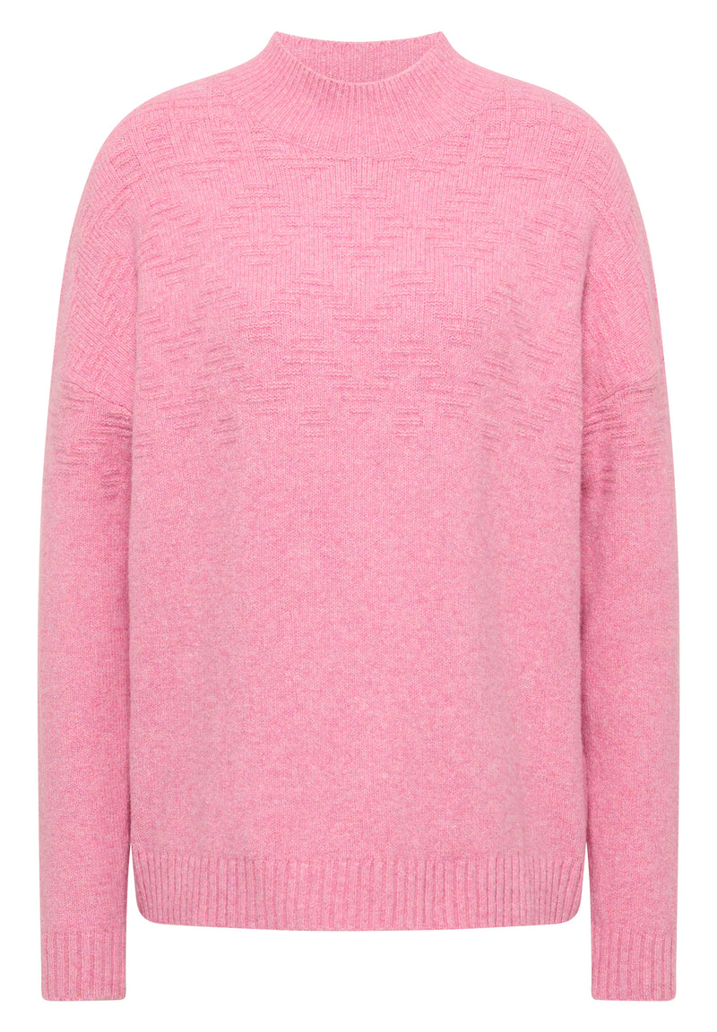 Cosy Jacquard Turtle Pullover - Dark Blossom Melange