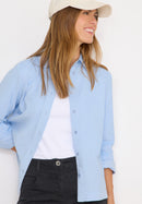 Solid Corduroy Blouse - Light Sky Blue