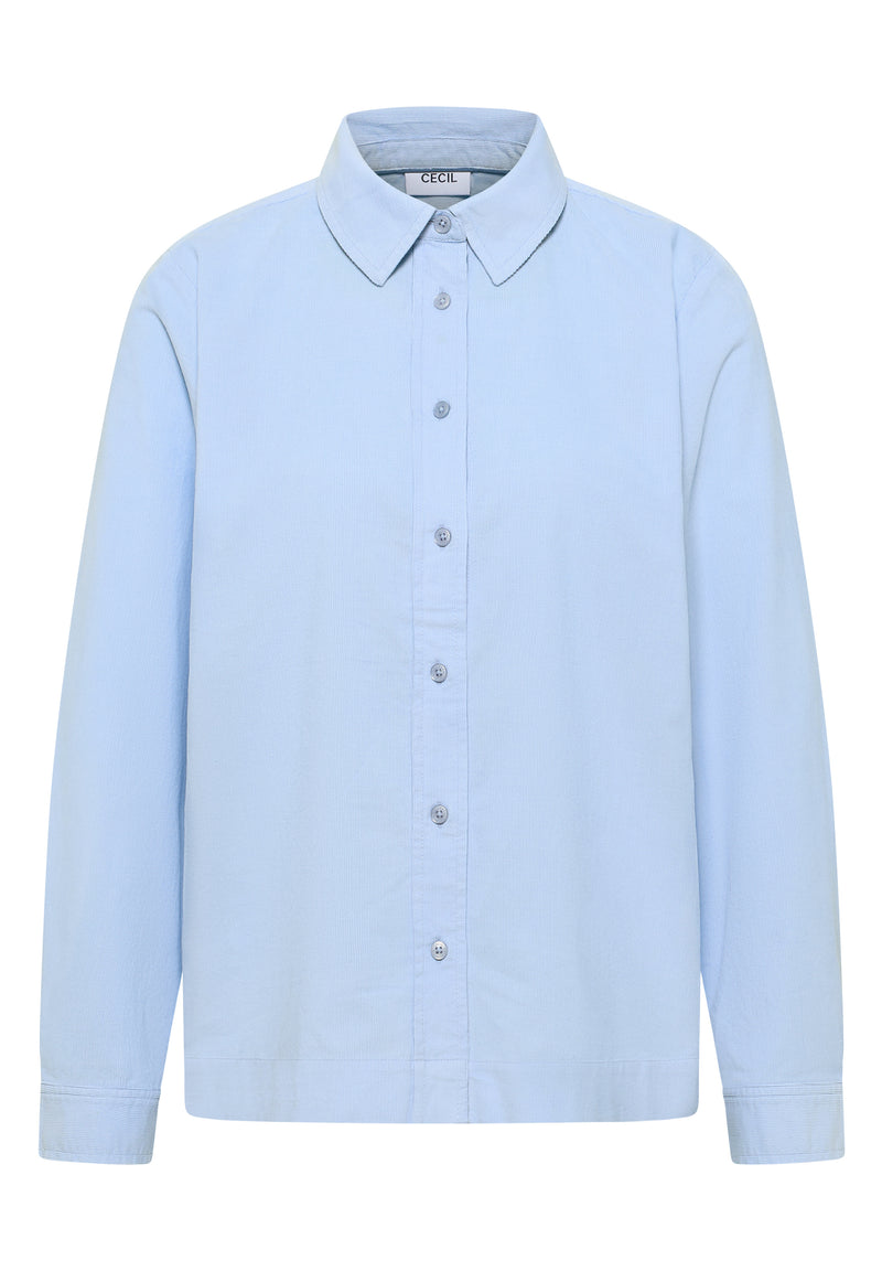 Solid Corduroy Blouse - Light Sky Blue