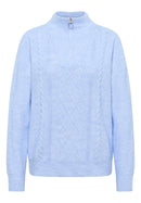 Troyer Cable Detail Pullover - Sporty Light Blue Melange