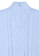 Troyer Cable Detail Pullover - Sporty Light Blue Melange