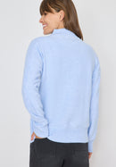Troyer Cable Detail Pullover - Sporty Light Blue Melange