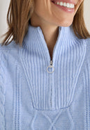 Troyer Cable Detail Pullover - Sporty Light Blue Melange