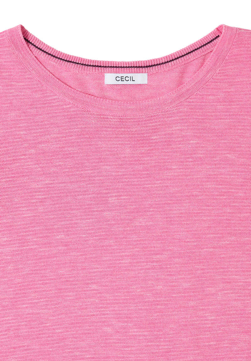 Structured Roundneck Pullover - Heather Dark Blossom Melange