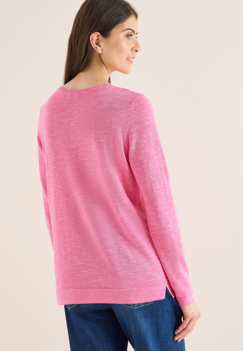 Structured Roundneck Pullover - Heather Dark Blossom Melange