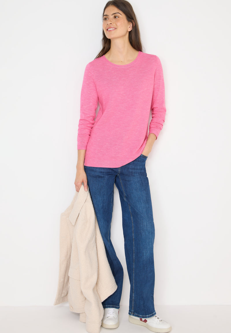 Structured Roundneck Pullover - Heather Dark Blossom Melange