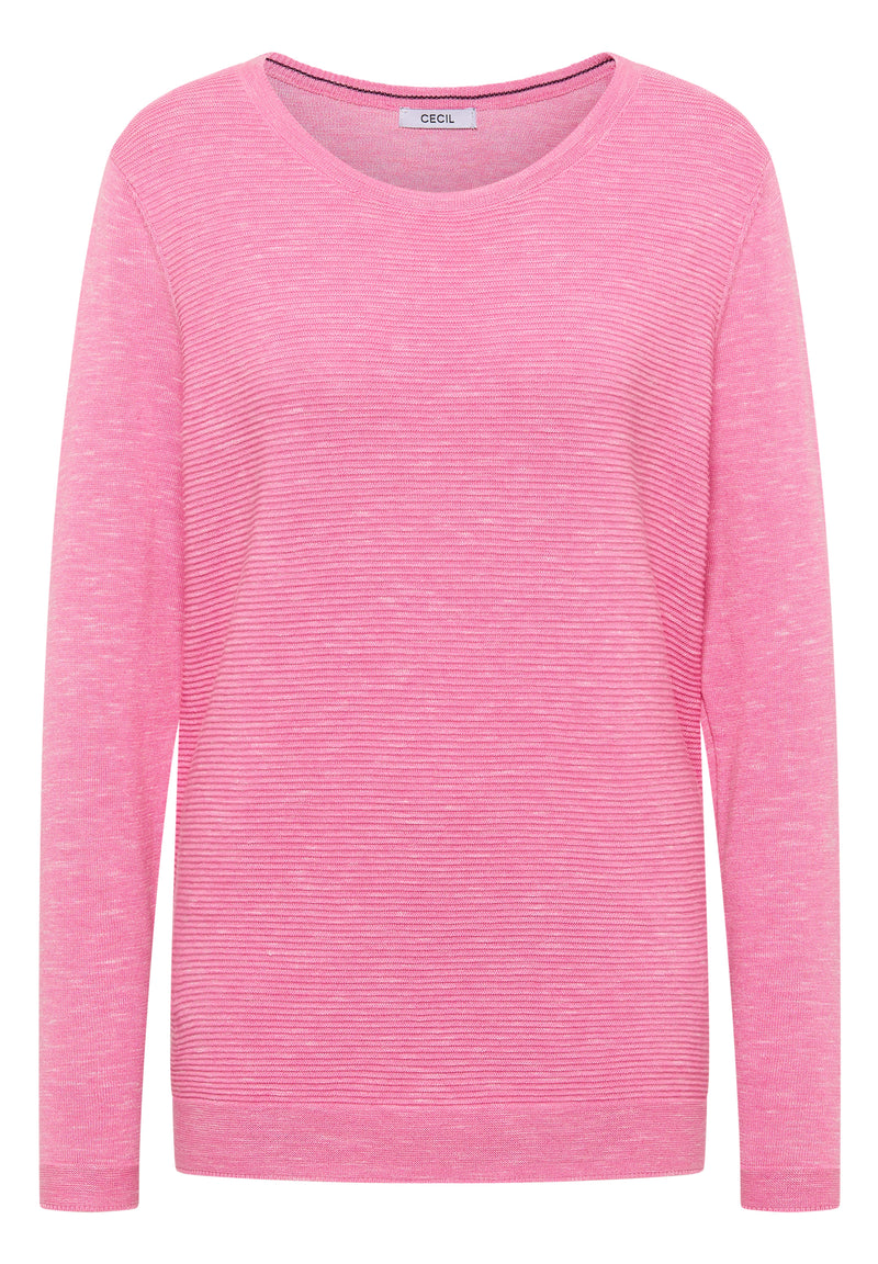 Structured Roundneck Pullover - Heather Dark Blossom Melange