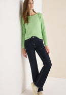 Vertical Structure Boat Neck Shirt - Bamboo Green