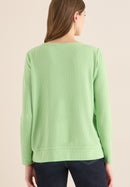 Vertical Structure Boat Neck Shirt - Bamboo Green