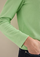 Vertical Structure Boat Neck Shirt - Bamboo Green