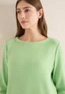 Vertical Structure Boat Neck Shirt - Bamboo Green