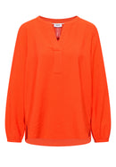 Solid Splitneck Blouse - Cherry Tomato Orange