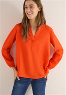 Solid Splitneck Blouse - Cherry Tomato Orange