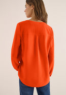 Solid Splitneck Blouse - Cherry Tomato Orange
