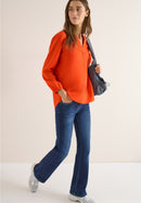 Solid Splitneck Blouse - Cherry Tomato Orange