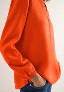 Solid Splitneck Blouse - Cherry Tomato Orange