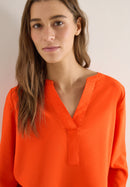Solid Splitneck Blouse - Cherry Tomato Orange