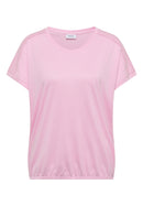 Cecil Solid Lace Shoulder T-Shirt - Light Blush Rose