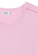 Cecil Solid Lace Shoulder T-Shirt - Light Blush Rose