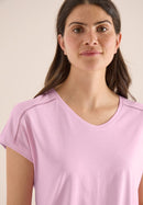Cecil Solid Lace Shoulder T-Shirt - Light Blush Rose