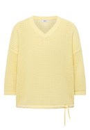 Crochet V-neck Pullover - Light Buttermilk Yellow