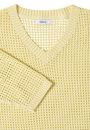 Crochet V-neck Pullover - Light Buttermilk Yellow