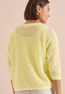 Crochet V-neck Pullover - Light Buttermilk Yellow