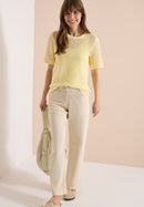 Ajour Knit T-Shirt - Buttermilk Yellow