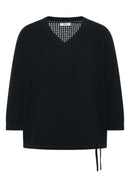 Crochet V-neck Pullover - Palm Breeze Green