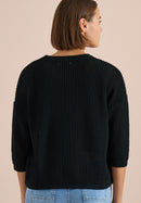 Crochet V-neck Pullover - Palm Breeze Green