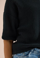 Crochet V-neck Pullover - Palm Breeze Green