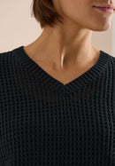 Crochet V-neck Pullover - Palm Breeze Green
