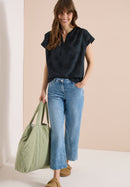 Solid Embroidery Blouse - Palm Breeze Green