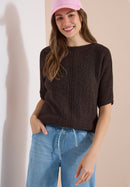 Tapeyarn Dolman Top - Brown Cacao