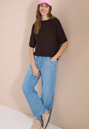 Tapeyarn Dolman Top - Brown Cacao