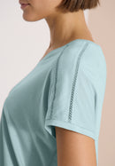NOS Solid Lace Shoulder T-Shirt - Crystal Mint