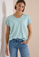 NOS Solid Lace Shoulder T-Shirt - Crystal Mint