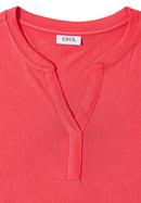 Solid Rib Collar Tunic - Coral