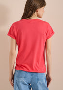 Solid Rib Collar Tunic - Coral