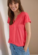 Solid Rib Collar Tunic - Coral