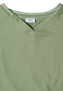 Solid Mixed Material Blouse - Deep Matcha Green