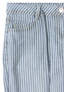 Style Neele Flare Stripe Trousers - Mid Blue Wash