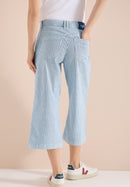 Style Neele Flare Stripe Trousers - Mid Blue Wash