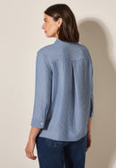 Seersucker Short Blouse - Blouse Blue