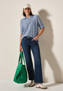 Seersucker Short Blouse - Blouse Blue