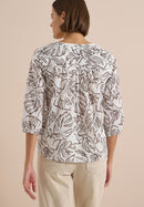 TOS Print Tunic Blouse - Light Alabaster White