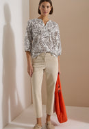 TOS Print Tunic Blouse - Light Alabaster White