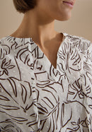 TOS Print Tunic Blouse - Light Alabaster White